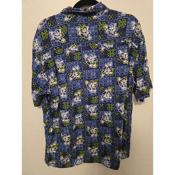 Pacific Scene Men's Rayon Hawaiian Shirt Size Large Geometric & Floral Design - Picture 3 of 5